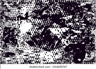Distressed background in black and white texture with  dark spots, scratches and lines. Abstract vector illustration