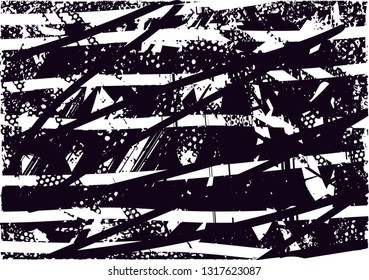 Distressed background in black and white texture with  dark spots, scratches and lines. Abstract vector illustration