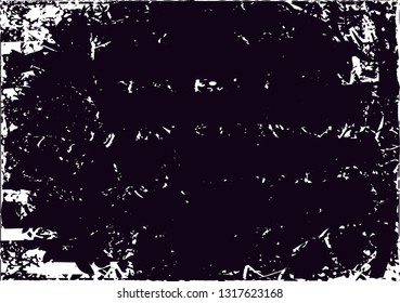 Distressed background in black and white texture with  dark spots, scratches and lines. Abstract vector illustration