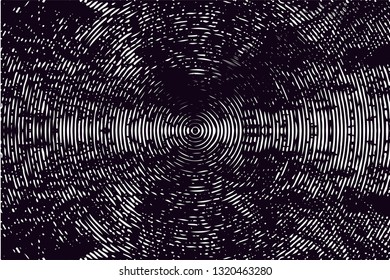 Distressed background in black and white texture with circles, spots, scratches and lines. Abstract vector illustration