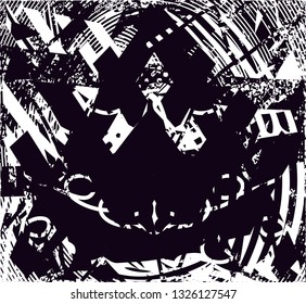 Distressed background in black and white texture with  dark spots, scratches and lines. Abstract vector illustration