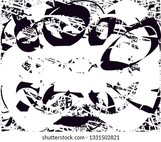Distressed background in black and white texture with  dark spots, nets,scratches and lines. Abstract vector illustration