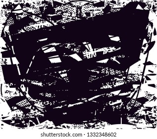 Distressed background in black and white texture with  dark spots, scratches and lines. Abstract vector illustration