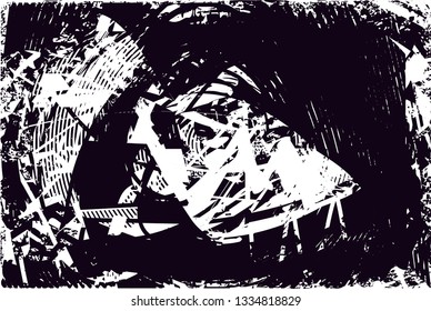 Distressed background in black and white texture with  dark spots, nets,scratches and lines. Abstract vector illustration
