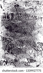Distressed background in black and white texture with  dark spots, nets, scratches and lines. Abstract vector illustration
