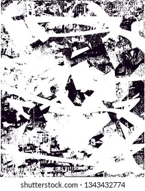 Distressed background in black and white texture with  dark spots, nets, scratches and lines. Abstract vector illustration