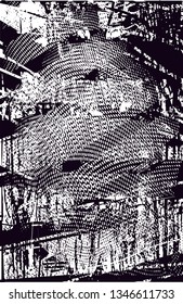 Distressed background in black and white texture with  dark spots, nets, scratches and lines. Abstract vector illustration