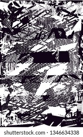 Distressed background in black and white texture with  dark spots, nets, scratches and lines. Abstract vector illustration