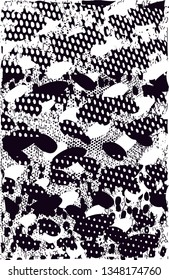 Distressed background in black and white texture with dots, spots, scratches and lines. Abstract vector illustration