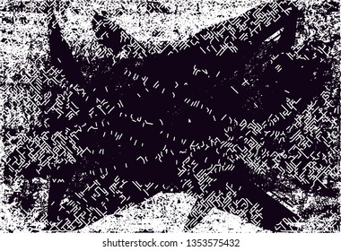 Distressed background in black and white texture with  dark spots, nets,scratches and lines. Abstract vector illustration