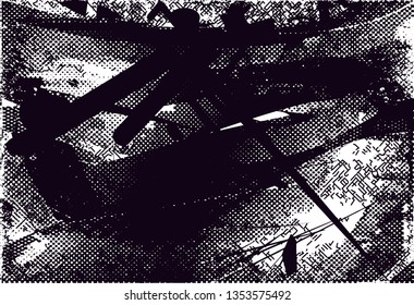 Distressed background in black and white texture with  dark spots, nets,scratches and lines. Abstract vector illustration