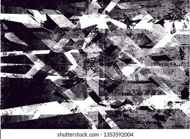 Distressed background in black and white texture with  dark spots, nets,scratches and lines. Abstract vector illustration