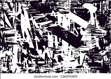 Distressed background in black and white texture with dots, spots, scratches and lines. Abstract vector illustration