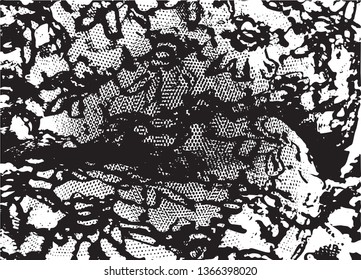 Distressed background in black and white texture with  dark spots, scratches and lines. Abstract vector illustration