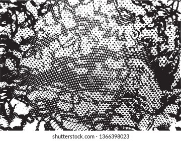 Distressed background in black and white texture with  dark spots, scratches and lines. Abstract vector illustration