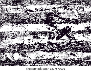 Distressed background in black and white texture with  dark spots, nets, scratches and lines. Abstract vector illustration