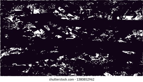 Distressed background in black and white texture with dots, spots, scratches and lines. Abstract vector illustration