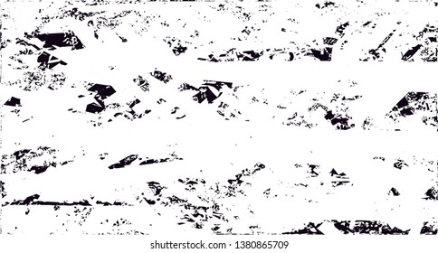 Distressed background in black and white texture with dots, spots, scratches and lines. Abstract vector illustration