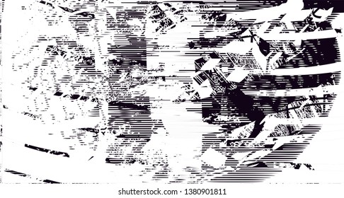 Distressed background in black and white texture with dots, spots, scratches and lines. Abstract vector illustration