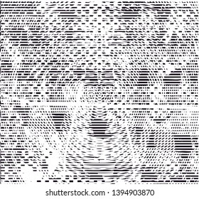 Distressed background in black and white texture with dots, spots, scratches and lines. Abstract vector illustration