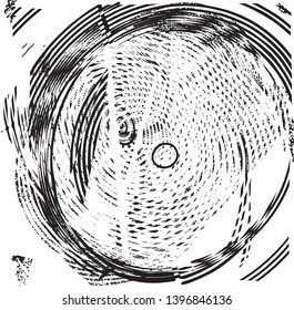 Distressed background in black and white texture with dots, spots, scratches and lines. Abstract vector illustration