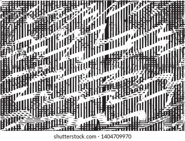 Distressed background in black and white texture with dots, spots, scratches and lines. Abstract vector illustration