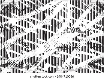 Distressed background in black and white texture with dots, spots, scratches and lines. Abstract vector illustration
