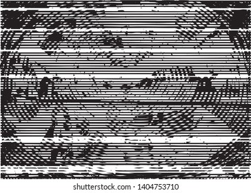 Distressed background in black and white texture with dots, spots, scratches and lines. Abstract vector illustration