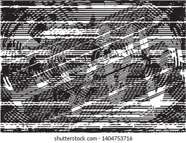 Distressed background in black and white texture with dots, spots, scratches and lines. Abstract vector illustration