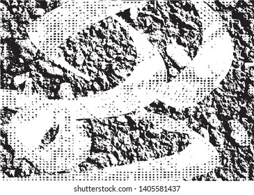 Distressed background in black and white texture with dots, spots, scratches and lines. Abstract vector illustration