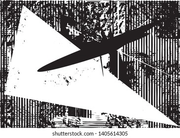 Distressed background in black and white texture with dots, spots, scratches and lines. Abstract vector illustration