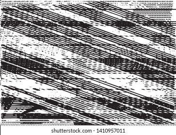 Distressed background in black and white texture with  dark spots, scratches and lines. Abstract illustration