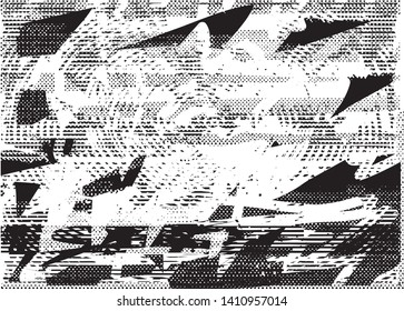 Distressed background in black and white texture with  dark spots, scratches and lines. Abstract illustration