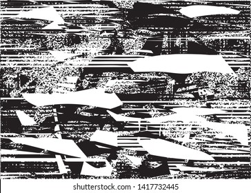 Distressed background in black and white texture with  dark spots, nets, scratches and lines. Abstract vector illustration