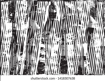 Distressed background in black and white texture with dots, spots, scratches and lines. Abstract vector illustration