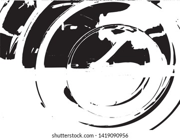 Distressed background in black and white texture with dots, spots, scratches and lines. Abstract vector illustration