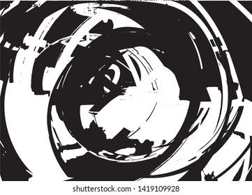 Distressed background in black and white texture with dots, spots, scratches and lines. Abstract vector illustration