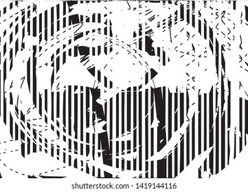Distressed background in black and white texture with dots, spots, scratches and lines. Abstract vector illustration
