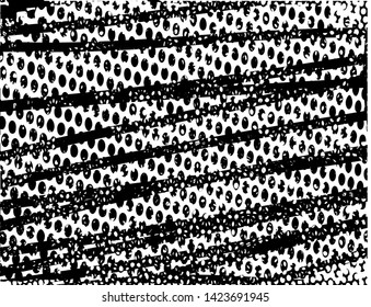 Distressed background in black and white texture with spots, scratches and lines. Abstract vector illustration