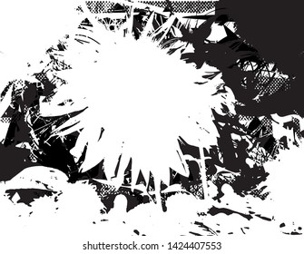 Distressed background in black and white texture with  dark spots, nets, scratches and lines. Abstract vector illustration