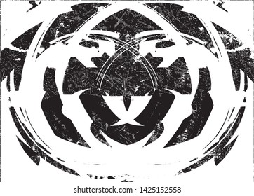Distressed background in black and white texture with dots, spots, scratches and lines. Abstract vector illustration
