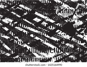 Distressed background in black and white texture with dots, spots, scratches and lines. Abstract vector illustration