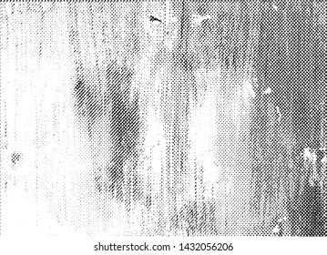 Distressed background in black and white texture with dots, spots, scratches and lines. Abstract vector illustration