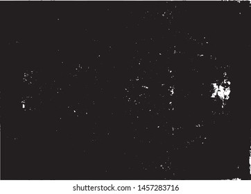Distressed background in black and white texture with dots, spots, scratches and lines. Abstract vector illustration