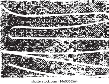 Distressed background in black and white texture with dots, spots, scratches and lines. Abstract vector illustration