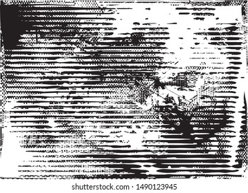 Distressed background in black and white texture with  dark spots, nets, scratches and lines. Abstract vector illustration