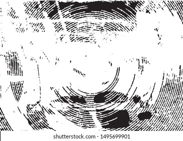 Distressed background in black and white texture with dots, spots, scratches and lines. Abstract vector illustration