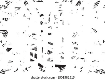 Distressed background in black and white texture with  dark spots, nets, scratches and lines. Abstract vector illustration