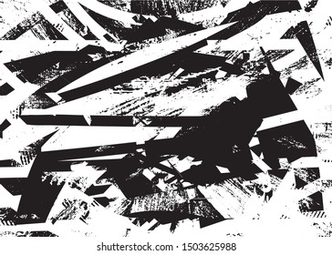 Distressed background in black and white texture with spots, scratches and lines. Abstract vector illustration.