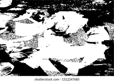 Distressed background in black and white texture with dots, spots, scratches and lines. Abstract vector illustration